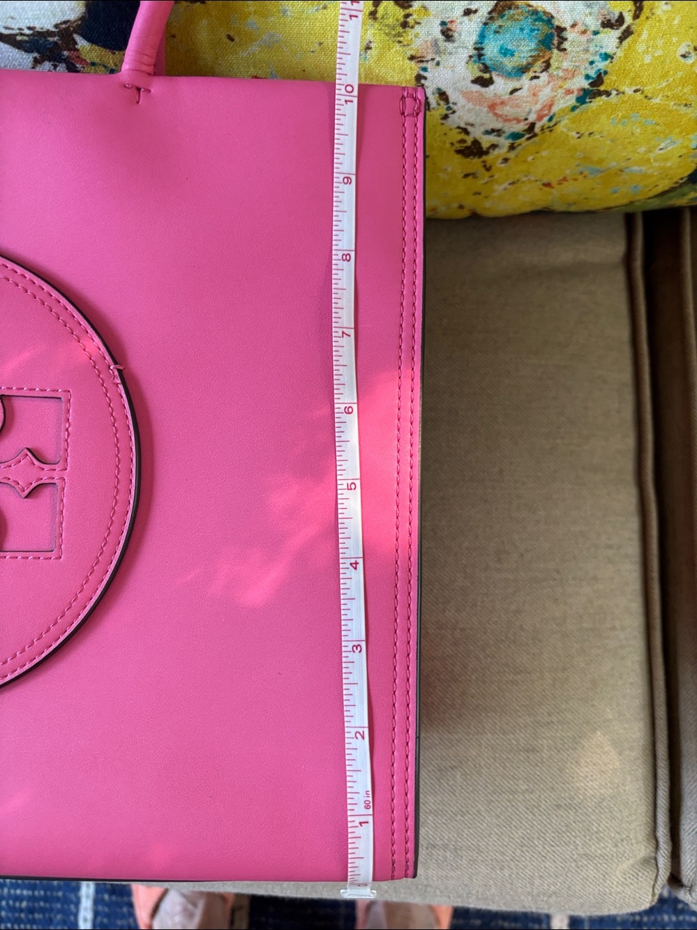 Tory Burch Pink Leather Logo Tote - Picture 6 of 8